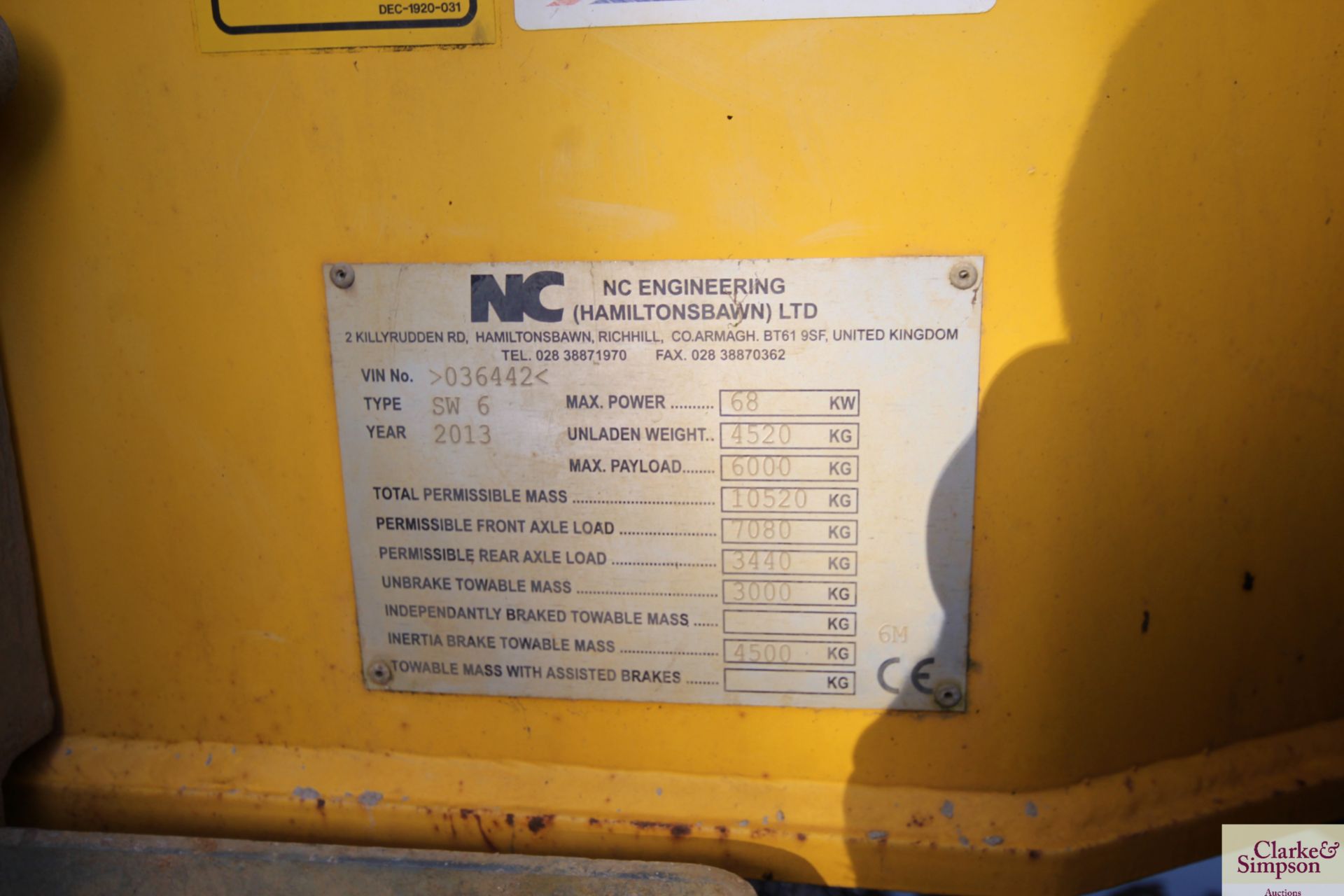 NC Engineering SW6 6T swivel tip 4WD dumper. Registration AV63 LZJ. Date of first registration 02/ - Image 28 of 29