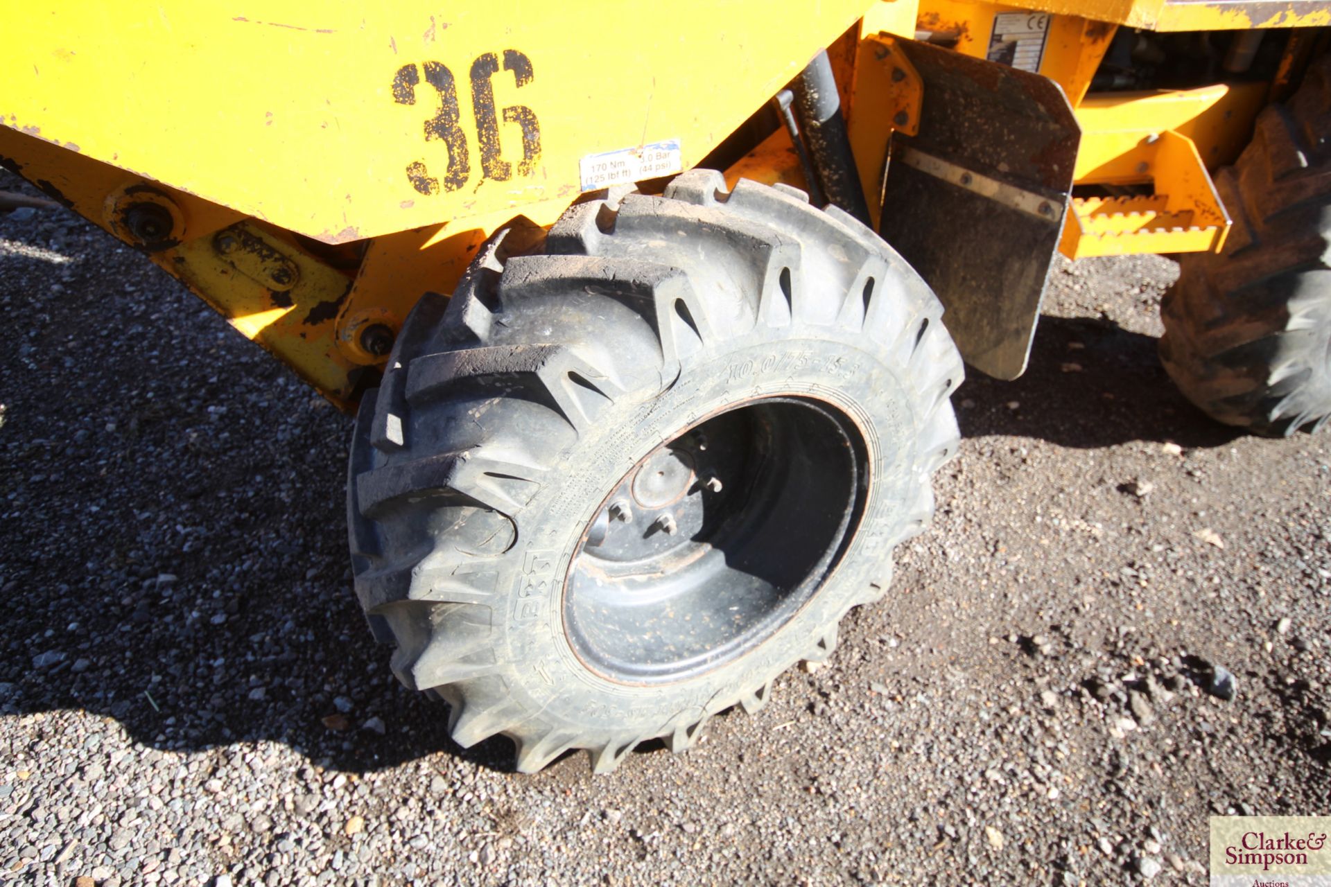 Thwaites 1T high tip 4WD dumper. 2013. 1,567 hours. 225/75-15.3 wheels and tyres. V - Image 7 of 26