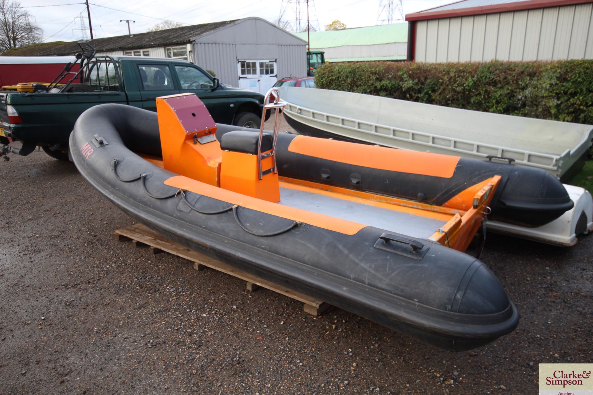 Mir 17ft rib. With fibreglass hull, consol and seat. No trailer, outboard or steering. - Image 2 of 8