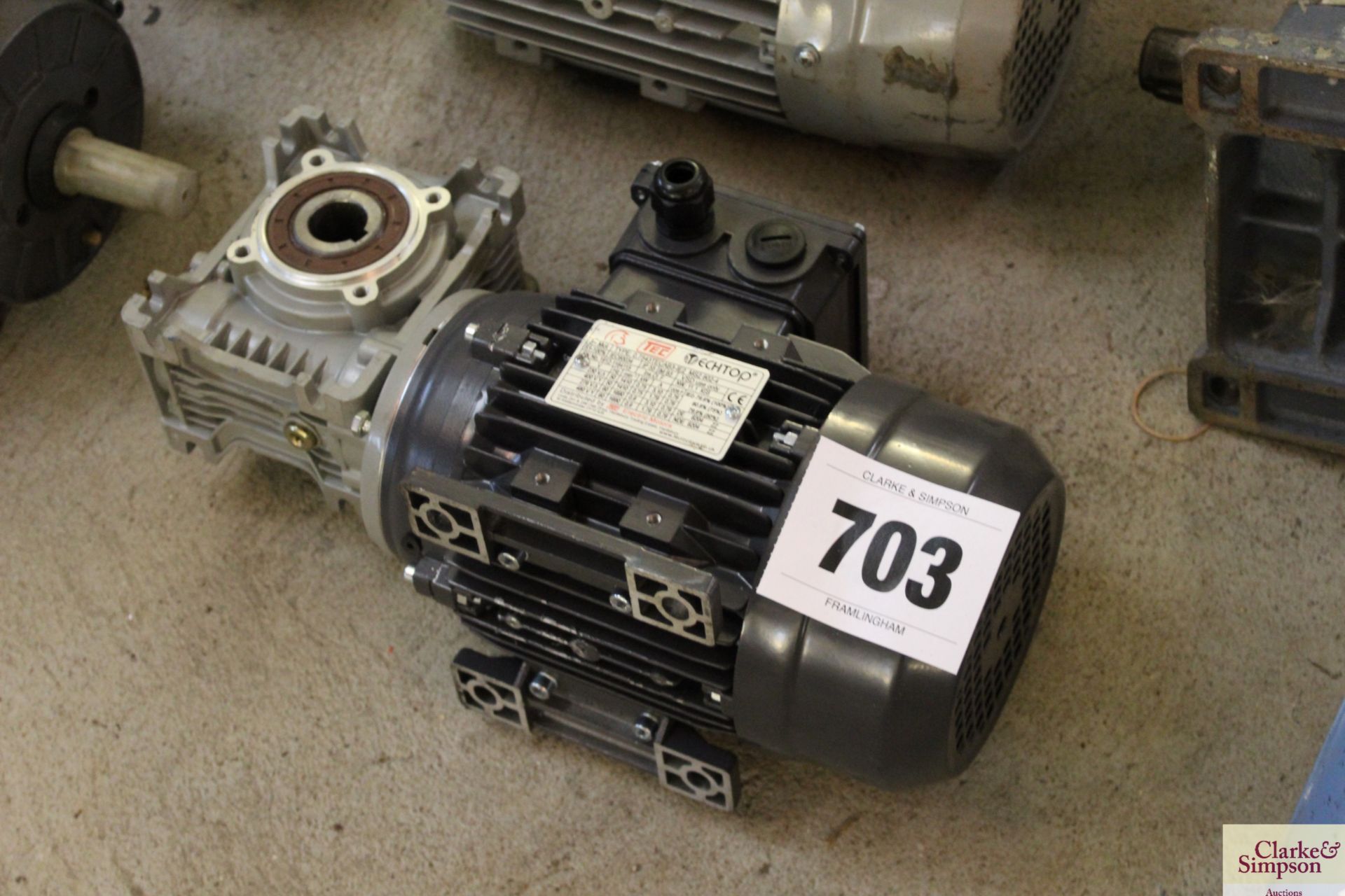 TEC 0.75kw electric motor and gearbox. For sale on