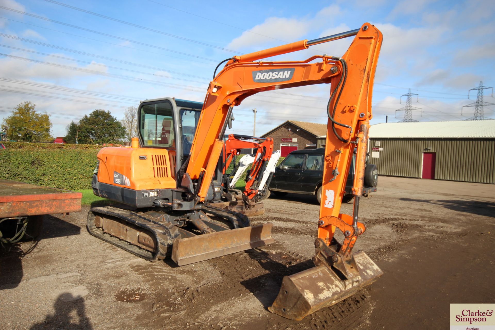 Doosan DX55E 5.5T excavator. 2011. 5,045 hours. Serial number 50461. With new rubber tracks 50 hours - Image 2 of 68