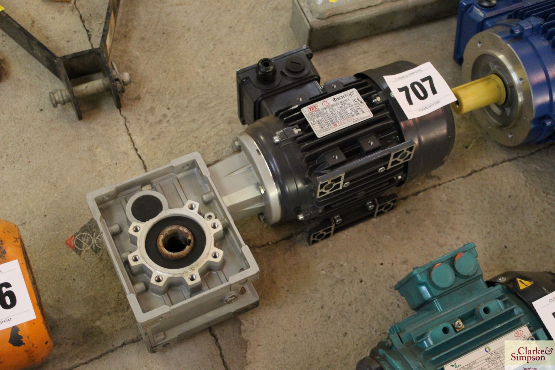 TEC 0.75kw electric motor and gearbox. For sale on