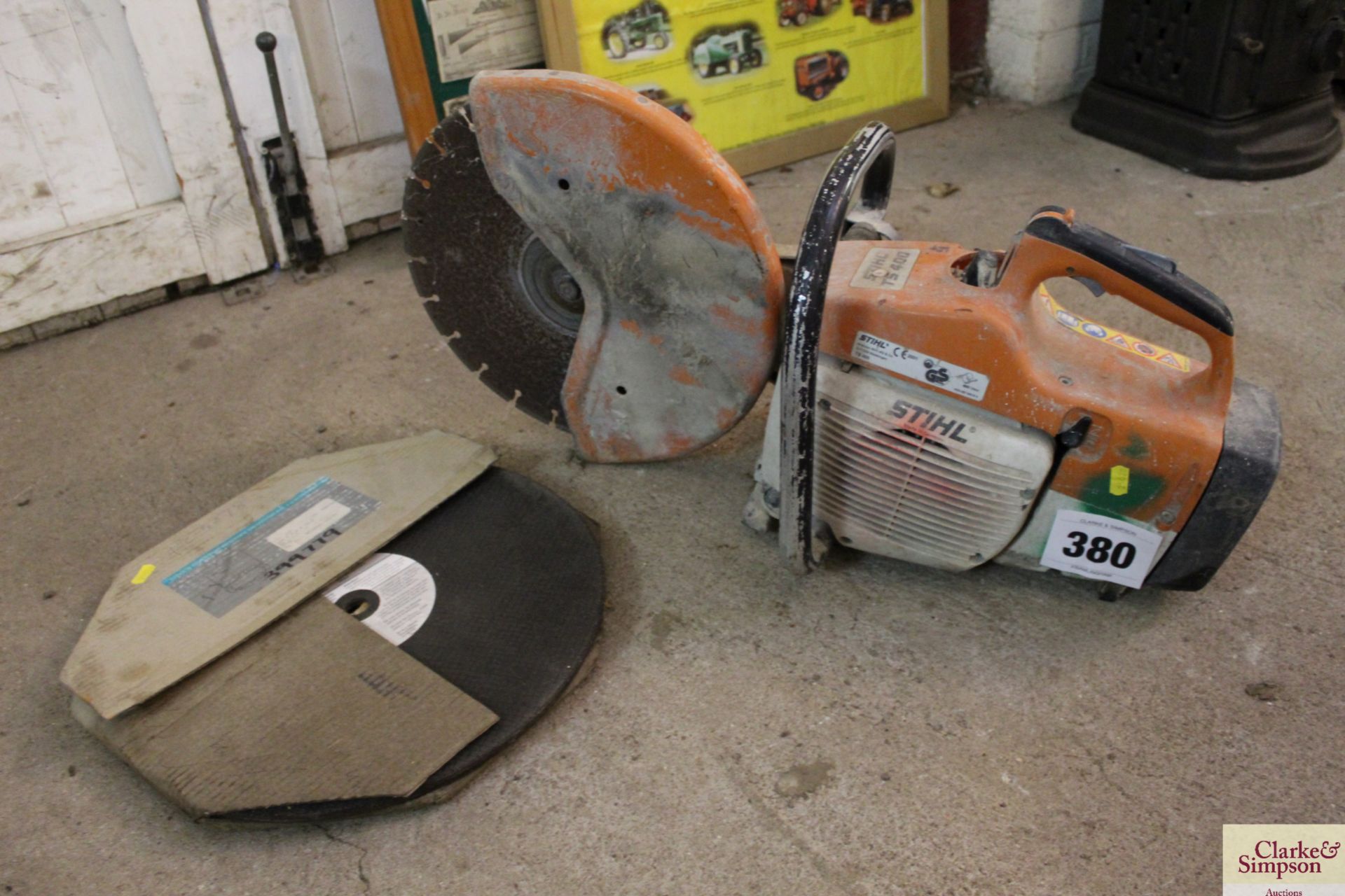 Stihl TS400 two stroke disc cutter and discs.