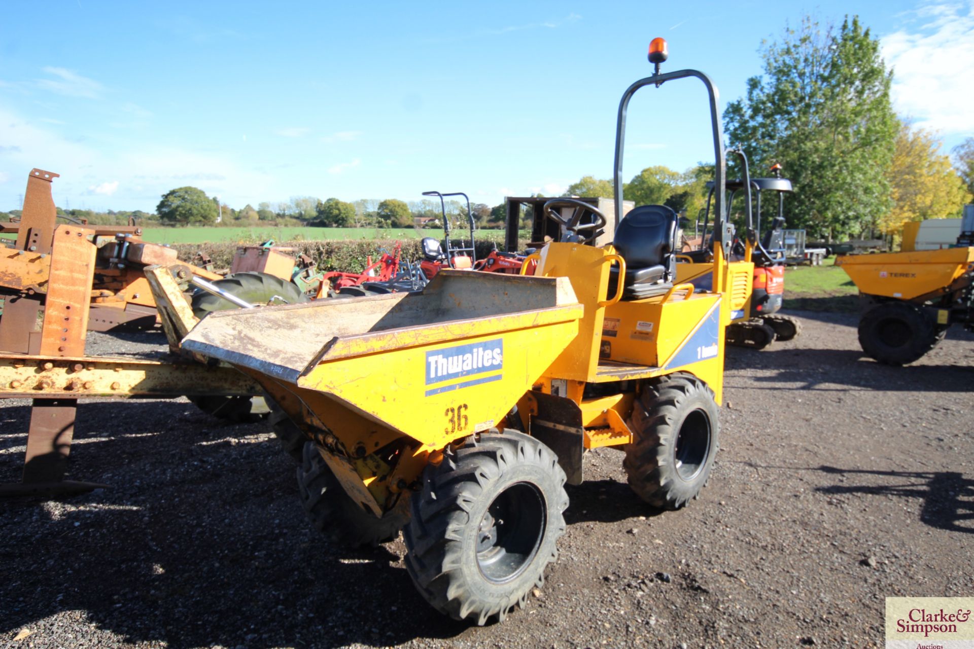 Thwaites 1T high tip 4WD dumper. 2013. 1,567 hours. 225/75-15.3 wheels and tyres. V