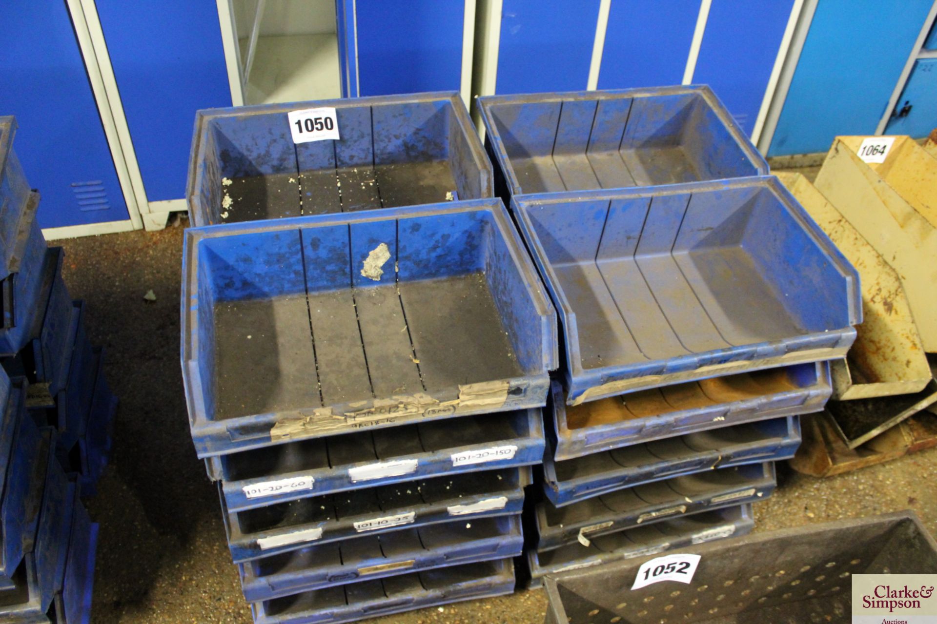 20x blue plastic storage bins. V