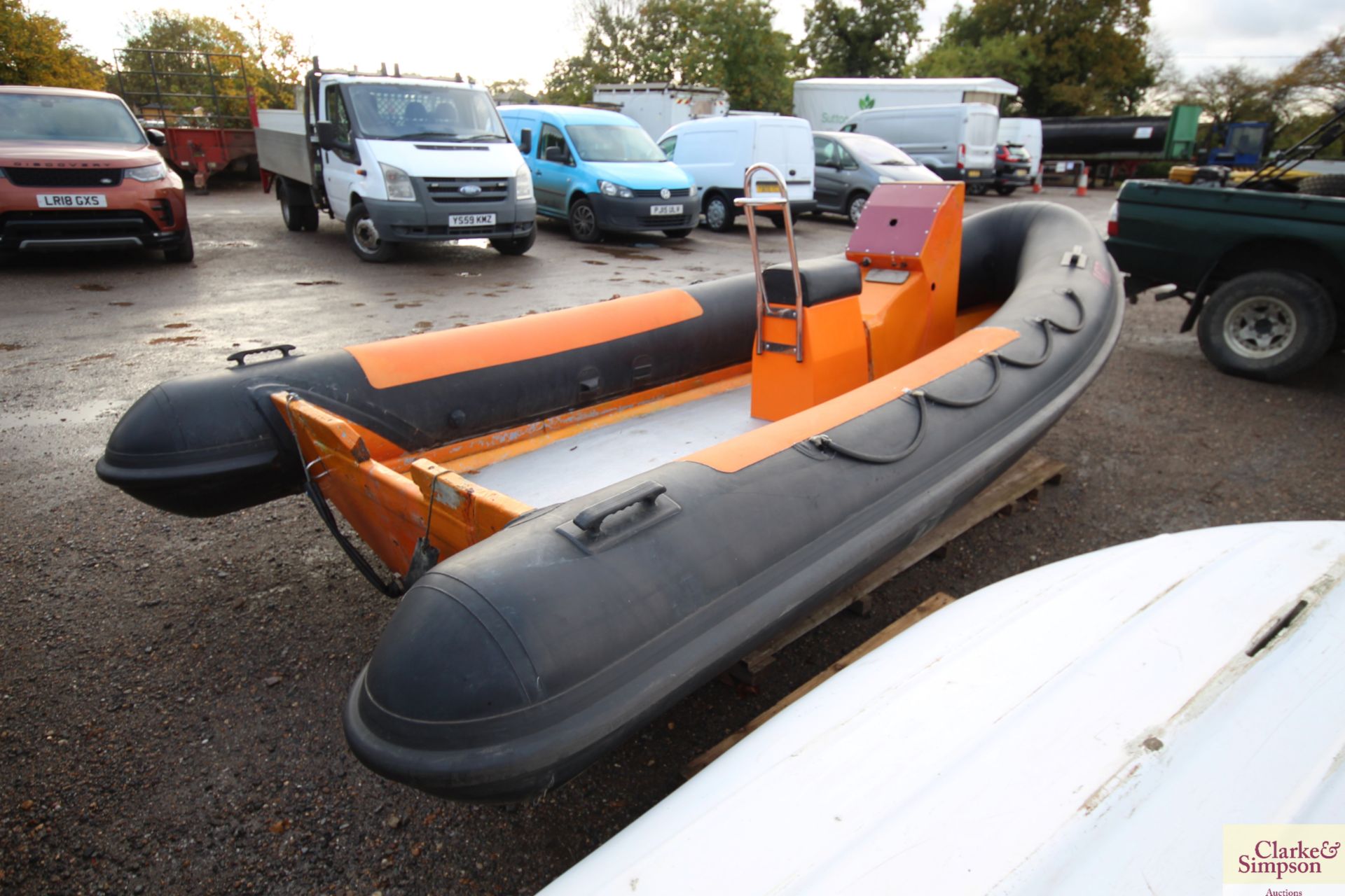Mir 17ft rib. With fibreglass hull, consol and seat. No trailer, outboard or steering. - Image 3 of 8