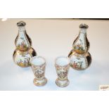 A pair of Meissen double gourd shaped vases and co