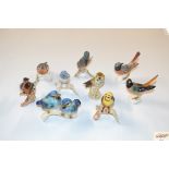 A collection of Goebel porcelain bird ornaments