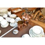 A copper baluster jug and a copper ale mug