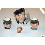 Four miniature Royal Doulton character jugs, inclu