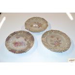 A pair of Victorian porcelain ribbon bordered plat