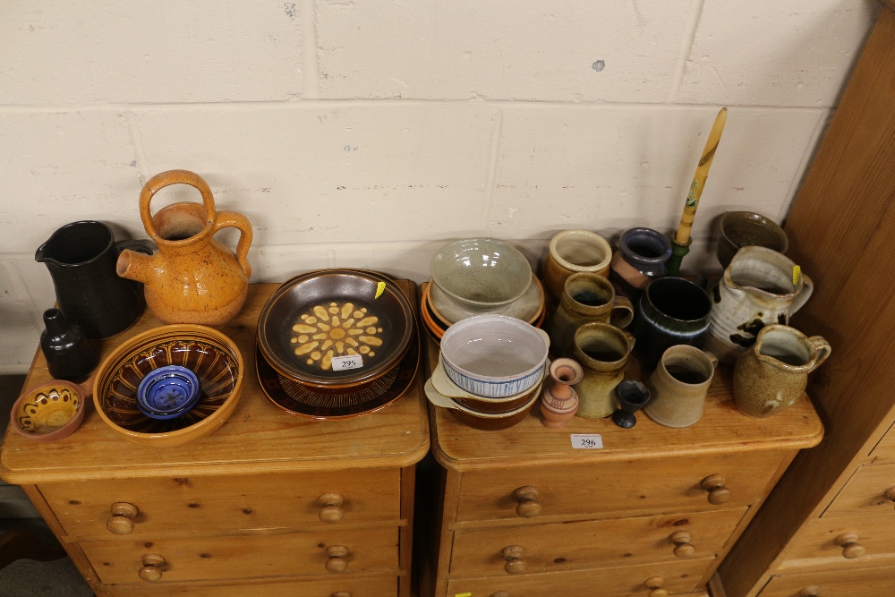 A quantity of various pottery jugs, bowls etc.