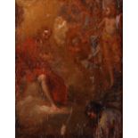 After The Old Master, study of Saints and Angels, unsigned oil on board, 22cm x 18cm