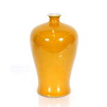A monochrome imperial yellow glazed Chinese Mei Ping vase, 39cm high