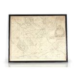 After Samuel Pepys, black and white map "Harwich, Woodbridge and Hanford Water, with the Sands