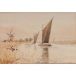 Leslie Rackham, pair of Norfolk Broad studies, signed watercolours, 17.5cm x 25cm