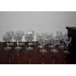 Six Royal Brierley cut glass Champagne saucers and various other glassware