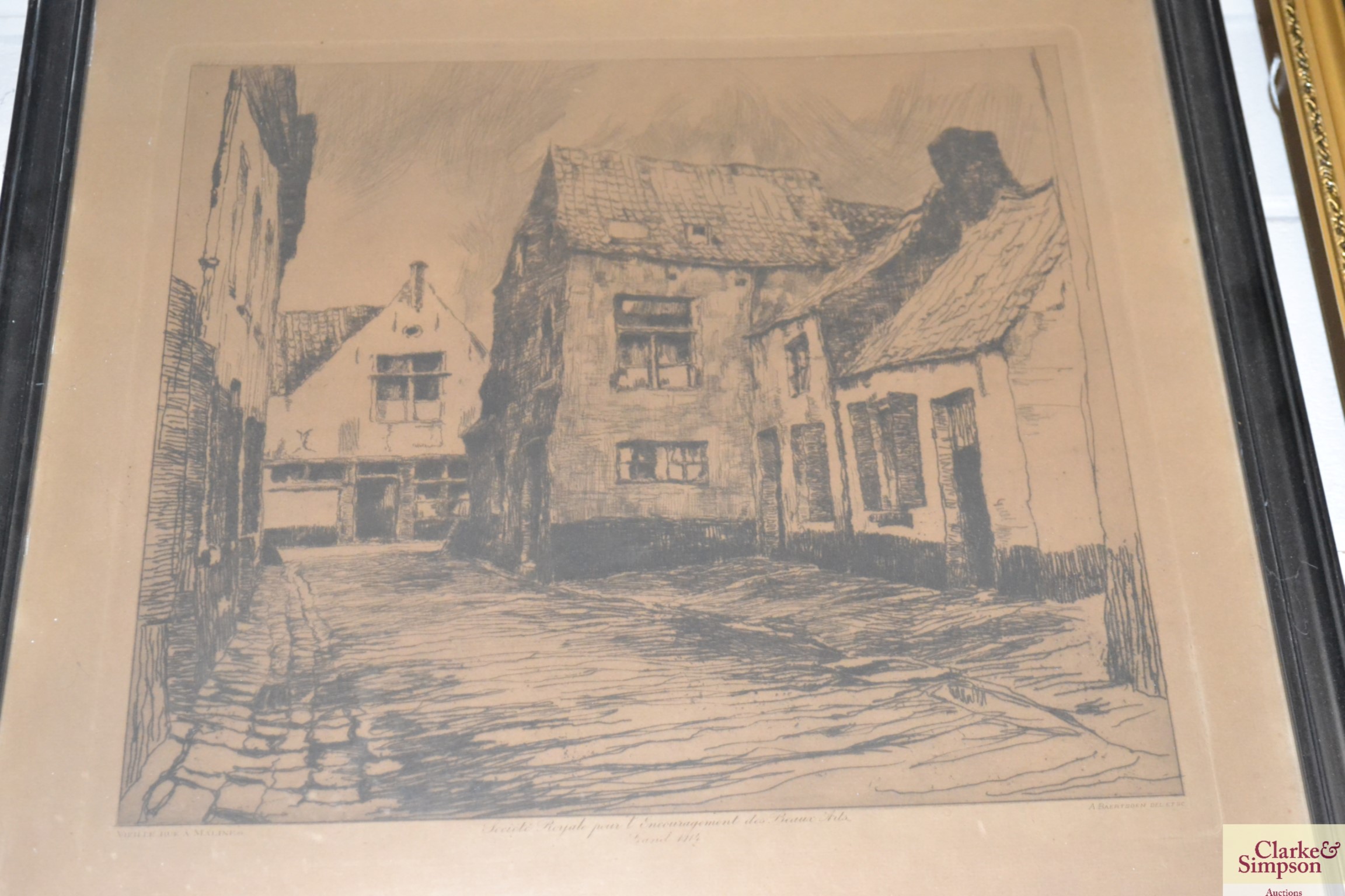 A black and white etching after A Baertsoen - Bild 2 aus 3