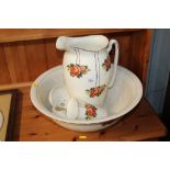 A floral decorated toilet set