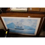 A pair of large pencil signed seafaring prints by