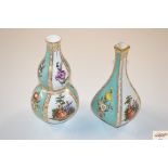 A Dresden double gourd shaped vase; and another si