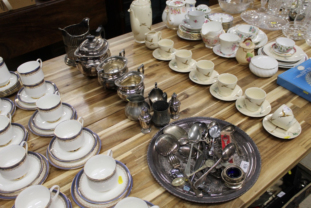 A quantity of plated ware including a tea set, bot