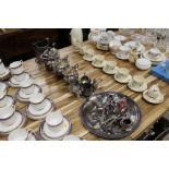 A quantity of plated ware including a tea set, bot