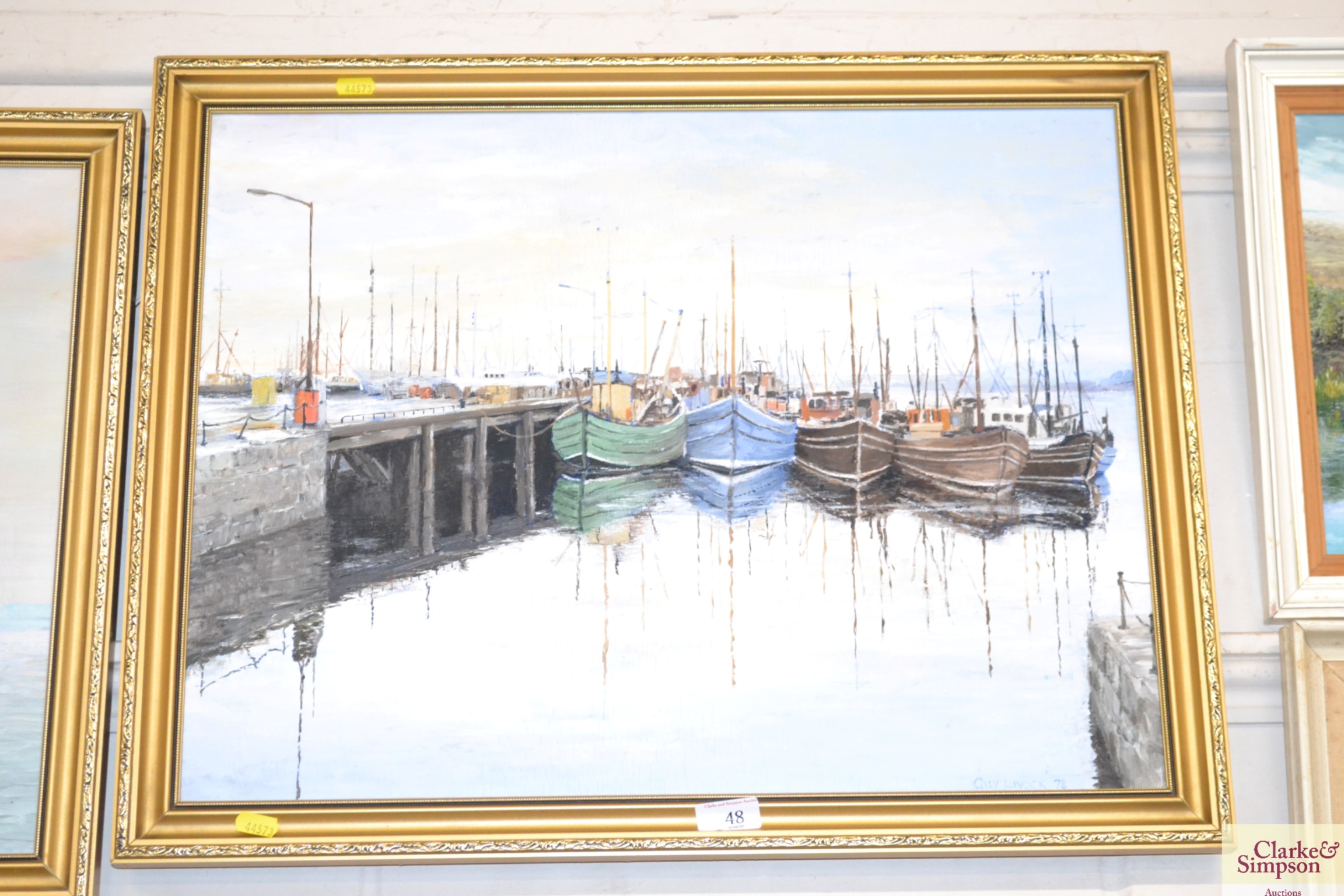 Guy Livock, oil on board study of a harbour scene - Image 2 of 4