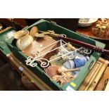 A box of miscellaneous items to include a rosewood