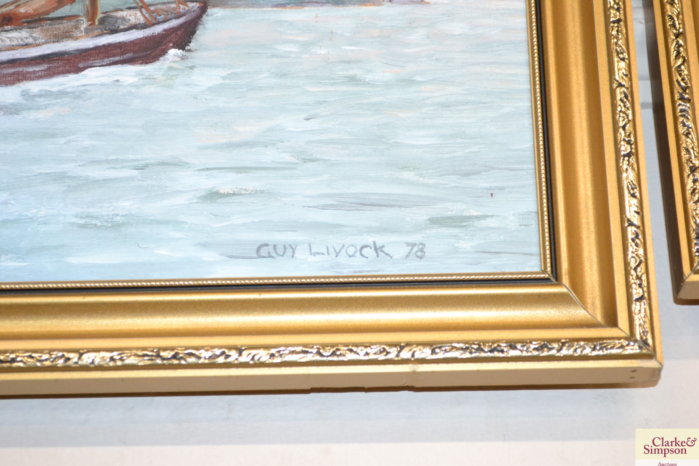 Guy Livock, oil on board study of a harbour scene - Image 4 of 4