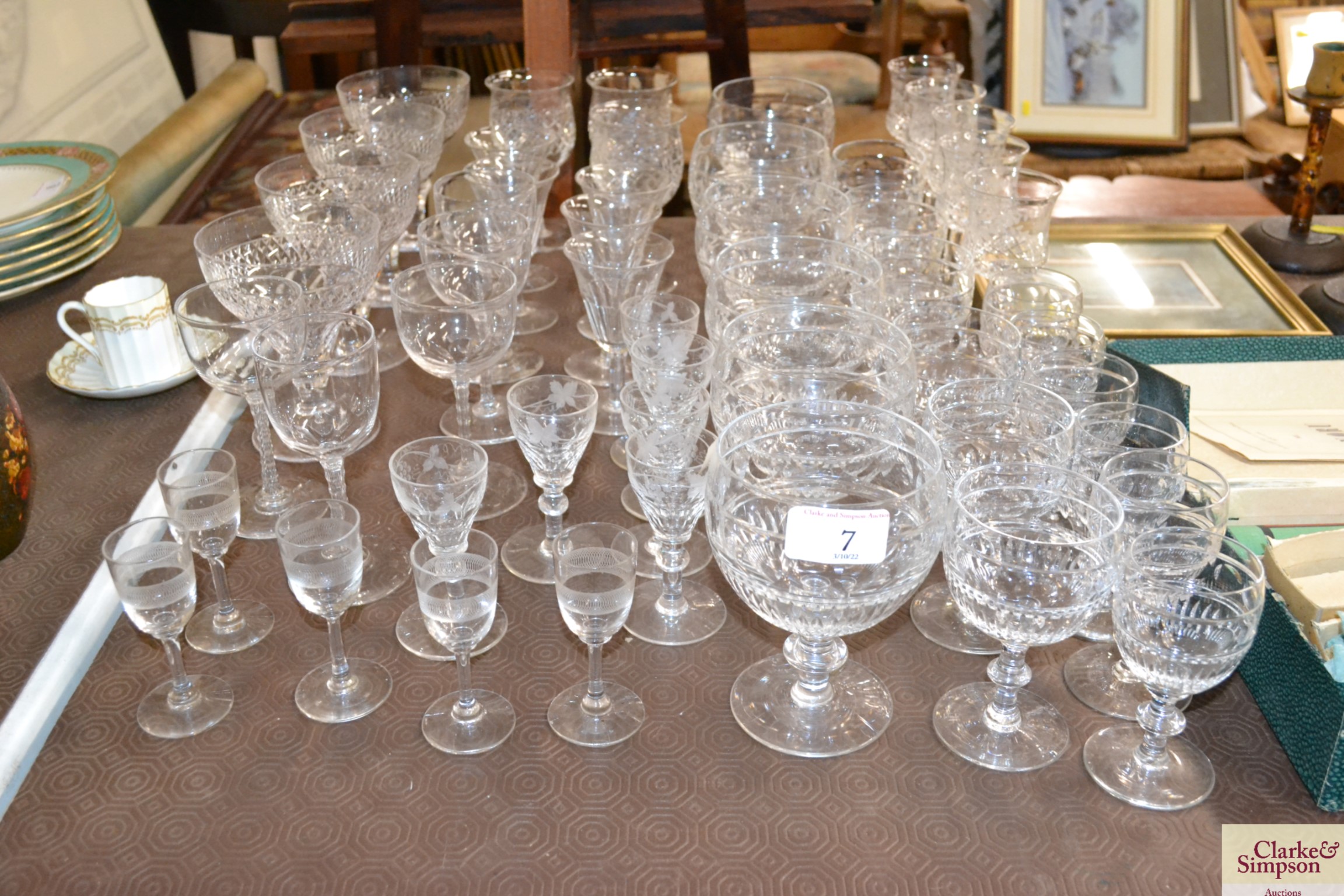 A quantity of cut and other table glassware