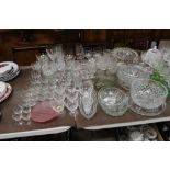 A large quantity of glassware to include fruit bow