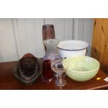 Two Babycham glasses; Wade Heath pottery bowl; var