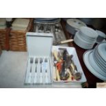 A quantity of various cutlery some with silver col