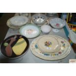 A quantity of various meat plates and side plates;