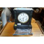 A Victorian slate and marble mantel clock by Hawle