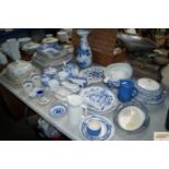 A large quantity of various blue and white china t