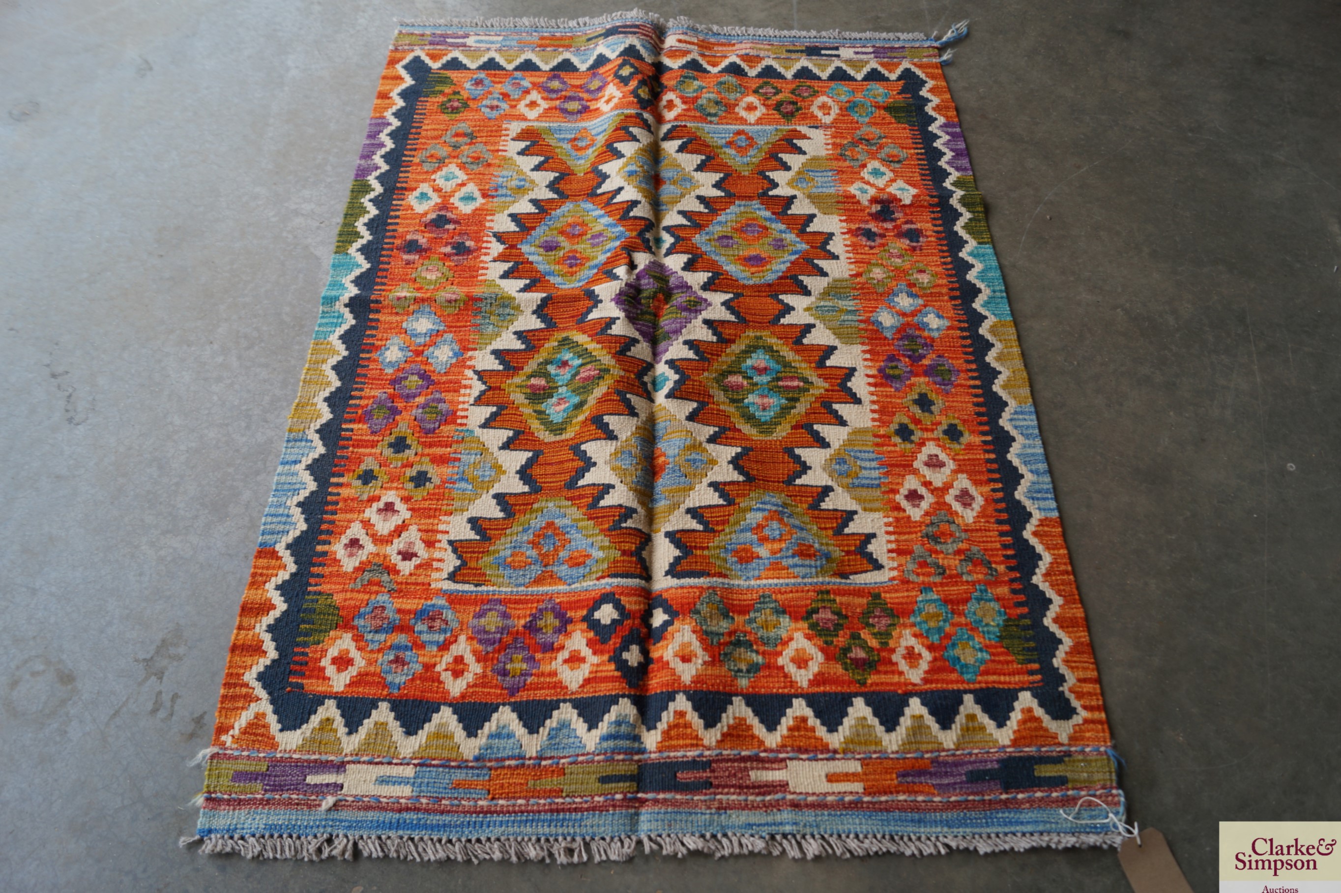 An approx. 4'7" x 3'2" Chobi Kelim rug