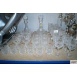 A quantity of glassware, decanters and stoppers, w