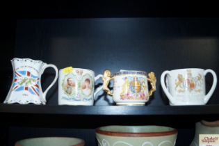 Four commemorative mugs to include a WH Goss examp