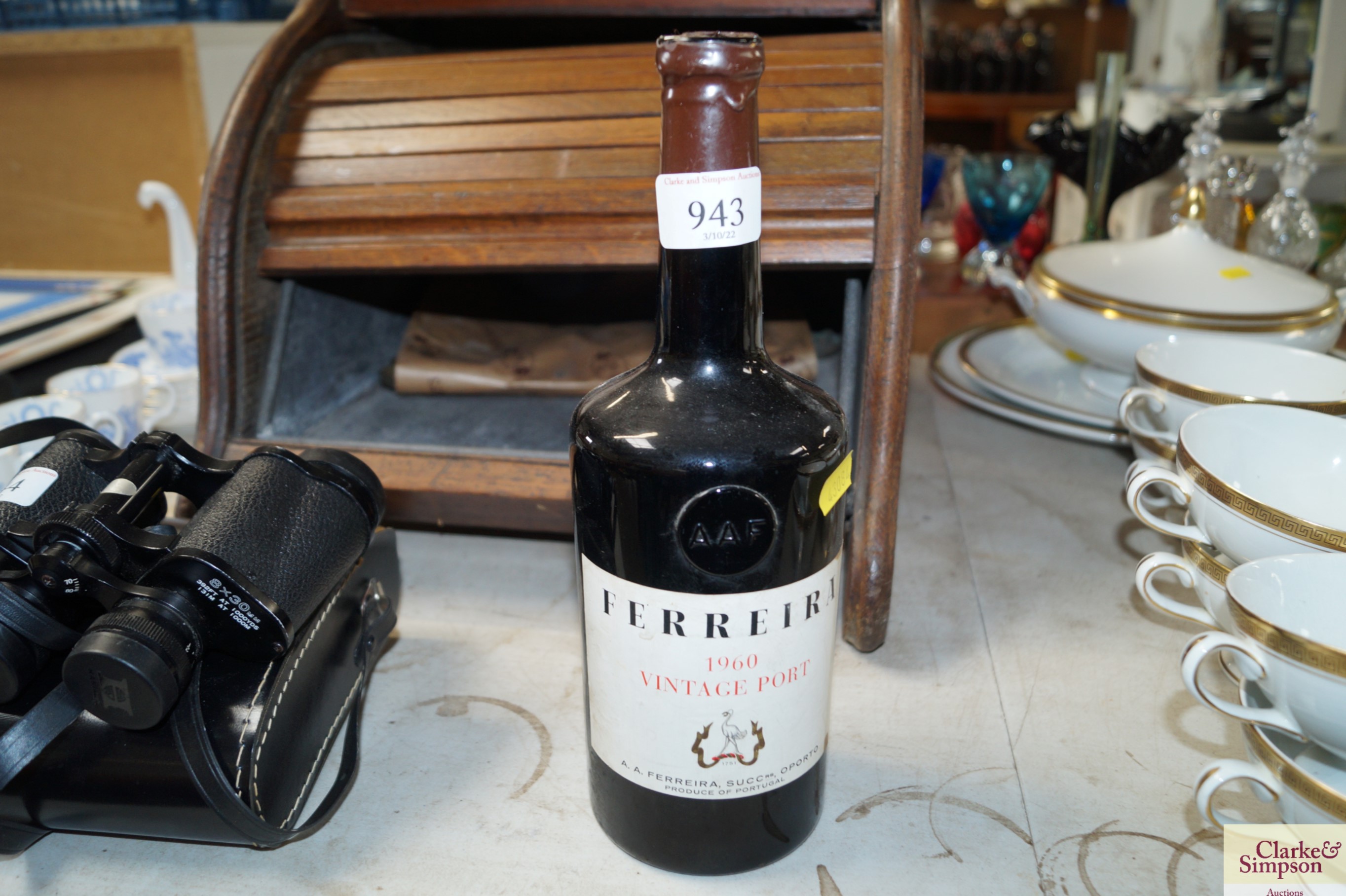 A bottle of Ferreira 1960 vintage port