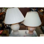 A near pair of table lamps and shades