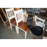 Two part painted pine dining chairs and one other