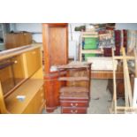 Two reproduction mahogany corner cupboards, a repr