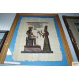 A Egyptian revival painting on papyrus