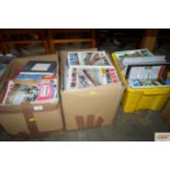 Three boxes of various railway modeler magazines