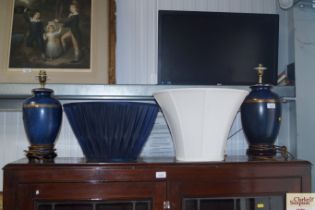 A pair of table lamps and shade (AF)