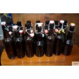 A quantity of home brew bottles