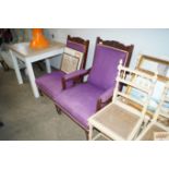 A pair of Victorian purple upholstered chairs