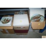 Three boxes of various collectors plates to includ
